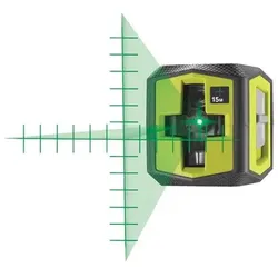 Ryobi Kreuzlinienlaser mit Skalamarkierung, grüner Laser mit 15 m Reichweite, mit Batterien, RBCLLG2