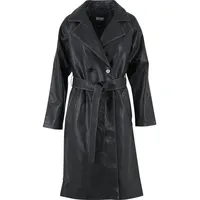 URBAN CLASSICS Ladies Vintage Leather Trenchcoat - Schwarz