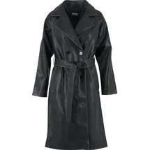 URBAN CLASSICS Ladies Vintage Leather Trenchcoat - Schwarz