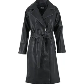 URBAN CLASSICS Ladies Vintage Leather Trenchcoat - Schwarz