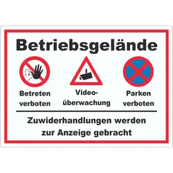 Aufkleber Betriebsgelände Betreten Video Parken A8 (52x74mm)