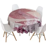Morbuy Rund Tischdecke, Blatt Drucken Rund Tischdecken Wasserdicht Lotuseffekt Abwischbar Abwaschbar Tischtuch für Dekoration Küchentisch Garten Outdoor (Durchmesser 180cm,Rot)