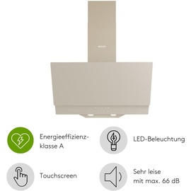 Wiggo A642 Dunstabzugshaube 60cm kopffrei I Abluft Umluft Dunstabzug 626m3/h - Touch-Display 4 Stufen I Energieeffizienzklasse A Schräghaube inkl...