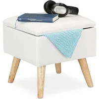 Relaxdays Hocker Kunstleinen 40 x 40 x 40 cm Weiß