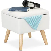 Relaxdays Hocker Kunstleinen 40 x 40 x 40 cm Weiß