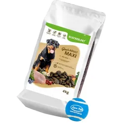 4 kg Lecker.Pet® Gino's Adult Maxi mit Huhn Hunde Trockenfutter Vollnahrung + Tennis Ball