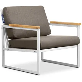 Konsimo Konsimo® Gartensessel, Weiß, Beige, Metall, Textil, Holz, 70x65x60 cm, Hergestellt in Europa, Loungemöbel, Lounge-Sessel