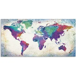 Wandbild ARTLAND "bunte Weltkarte", bunt (farbe bild(er): bunt), B:100cm H:50cm, Bilder, als Alubild, Outdoorbild, Leinwandbild, Poster, Wandaufkleber