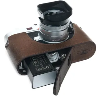 Handgefertigt aus echtem echtem Leder halbe Kamera Tasche Tasche Abdeckung für Leica M11 dunkelbraune Farbe