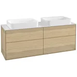 Villeroy & Boch Waschtischunterschrank 4 Auszüge 160 x 60,3 cm Glass White Matt / Oak Veneer