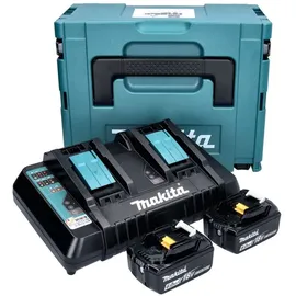Makita Power Source Kit 18 V Li-Ion 2x 6,0 Ah + DC18RD Doppelladegerät 196933-6 + Makpac