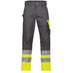 Omaha Warnschutzhose, zementgrau/neongelb, Schrittlänge Minus, Größe 46 - zementgrau - 46