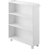 Yamazaki 1485 Tower Bücherwagen, weiß, Stahl/Nylon, minimalistisch, 15,6 x 59 x 70 cm