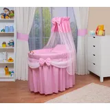 Waldin Stubenwagen 1205 natur inkl. Komplettset rosa/weiß