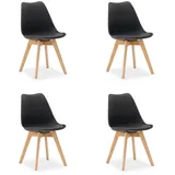 Homestyle4u Küchenstuhl Holz gepolstert Schwarz 4er Set