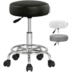 CASARIA® Drehhocker Höhenverstellbar Dicke Polsterung Schwarz