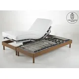 Elektrisches Bett Mit Latten- Und Tellerrost, Holzoptik Kirschbaum 90 x 190 cm