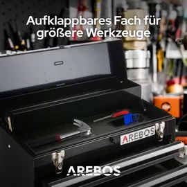 Arebos Werkzeugkasten mit 3 Schubfächern, Schwarz, 8,2 kg & Schwarz
