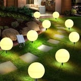 AcaJoe Solarlampen für Außen Garten 6 Stück Kugel Solar Lichterkette Aussen 7 Farbwechselnde Balkonlichter im Freien Wasserdicht für Braußen Gehwege Hof Gehweg Gartendeko LED(6 Stück, φ12Zentimeter)