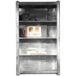 Casa Padrino Stauraumschrank Regalschrank Silber 100 x 50 x H. 170 cm – Aluminium Schrank – Bücherschrank – Vintage Flieger Flugzeug Möbel
