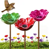 3 Stück Vogeltränke Blume, Metall Blumen Gartenstecker Vogeltränke, Dekorative Insektentränke Garten, Blumentränke für Vögel, Bienen, Schmetterlinge, Insekten (3 Stück-C)