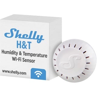 Shelly H&T Weiß, Wlan Intelligenter Thermometer Hygrometer, Luftfeuchtigkeits- und Temperatursensor mit APP iOS Android & Datenspeicherung, Hausautomatisierung