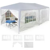 Relaxdays Seitenteile für Pavillon, 6er Set, 2x3m, wasserdicht, Fenster & Tür, PE, Seitenwände mit Klettverschluss, weiß, 1 Stück