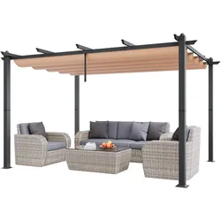 VEVOR Pavillon Gartenzelt Outdoor Pergola Sonnenschutzdach 2,96x3,95x2,3m Beige