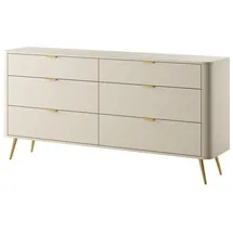 Selsey - Oval - Kommode Mit Sechs Schubladen, Beige, 172 Cm Breit