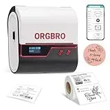 ORGBRO Etikettiergerät, Z3 Bluetooth Thermodrucker 2-3 Zoll Druckbreite Beschriftungsgerät Selbstklebend für Kleidung, Schmuck, Supermarkt, Kleinunternehmen mit 1 Rolle weiße 50x30mm Etiketten, Rot