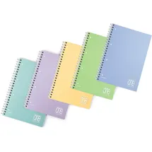 Blasetti One Color - PASTELL-Spiralheft mit Ablagelöchern, Packung mit 6 Stück, Papier 80g, einfarbig waschbarer Plastikeinband - Lineatur 5M (5mm Karos)
