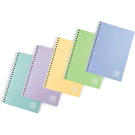 Blasetti One Color - PASTELL-Spiralheft mit Ablagelöchern, Packung mit 6 Stück, Papier 80g, einfarbig waschbarer Plastikeinband - Lineatur 5M (5mm Karos)