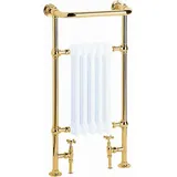 Casa Padrino Luxus Badheizung Weiß / Gold 940 x 500 mm - Handtuchheizkörper - Vintage Bad Heizkörper Handtuchhalter