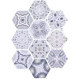 Kuuleyn Fliesenaufkleber mit sechseckigem Muster, selbstklebend, wasserdicht, rutschfest, Bodenaufkleber, Fliesenaufkleber, Wanddekoration für Badezimmer, Küche