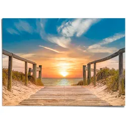 Poster REINDERS "Sonnenuntergang am Strand", blau (farbe bild(er): blau), B:140cm H:100cm T:0,1cm, Papier, Bilder