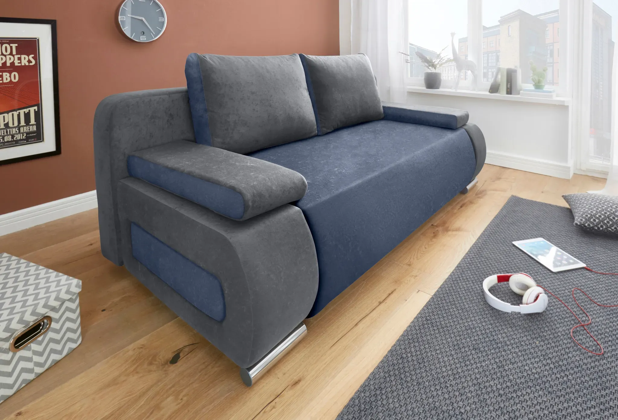 COLLECTION AB Schlafsofa »Moritz«, mit Bettfunktion und Bettkasten, komfortabler Federkern COLLECTION AB anthrazit/blau