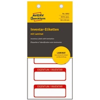 Avery Zweckform - 50x Inventaretiketten 50x20mm Laminat weiß/rot