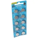 Vinnic 10er Set LR43, VA12GA, 186, 84, LR1142 Knopfzelle Vinnic G12, AG12, L1142, RW84, D186