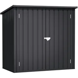 Wasabi - Metallisches Gartenhaus 1200 L Stark - Doppeltür mit Scharnieren - Riegelverschluss – Grau - Außenlager-Schrank