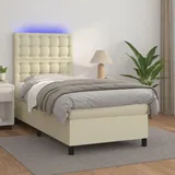 Maison Exclusive - Boxspringbett mit Matratze & LED Creme 90x190 cm Kunstleder - Creme