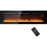 HOMCOM Elektrokamin, Wandkamin mit Heizung 1800 W, LED 3D-Flammeneffekt, Kristalle, in 3 Farben mit 5 Helligkeitsstufen, Elektrischer Kamin mit Fernbedienung, Timer, Touchscreen, Wandmontage, Schwarz   Aosom