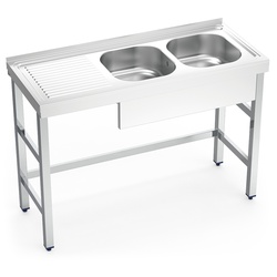 FRICOSMOS-Spüle mit Unterstützung 2C, EI 1200x500x850 mm. Eimerabmessungen 340x370x150 mm.