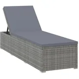 Sonnenliege mit Auflage Poly Rattan Grau
