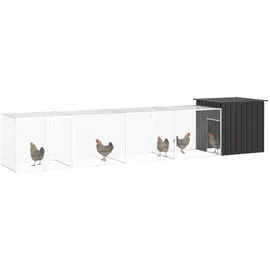 vidaXL Hühnerkäfig Anthrazit 500x91x100 cm Verzinkter Stahl