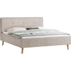 Polsterbett MEISE.MÖBEL "Smart", grau (taupe), L:214cm, Betten, Kopfteil mit Knopfheftung, in zwei Größen erhältlich