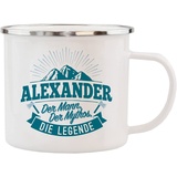 History & Heraldry Echter Kerl - Emaille Becher Alexander - individuelle und personalisierte Tasse mit Name und Spruch