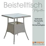 Polyrattan Balkontisch Rattan Tisch Beistelltisch Gartentisch 60 cm Grau-Mix