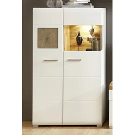 Innostyle Wohnwand Fun weiß matt Eiche Altholz Hirnholz - Weiß/Braun