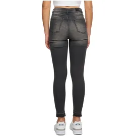 URBAN CLASSICS Ladies Skinny High Waist Open Hem Jeans - Schwarz