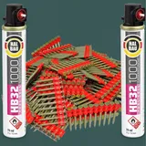 HALBAU Set Betonnägel 38mm 2000Stück HB42 + 2 x Gaspatrone HB32 115mm für Nagler